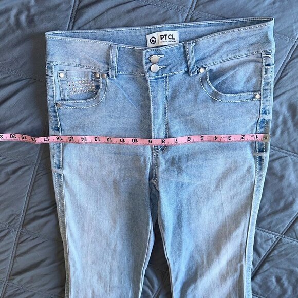 PTCL Ethical Clothing Women Light Blue Flare Bootcut Jeans Size 30 Jewel Pockets - Picture 10 of 13